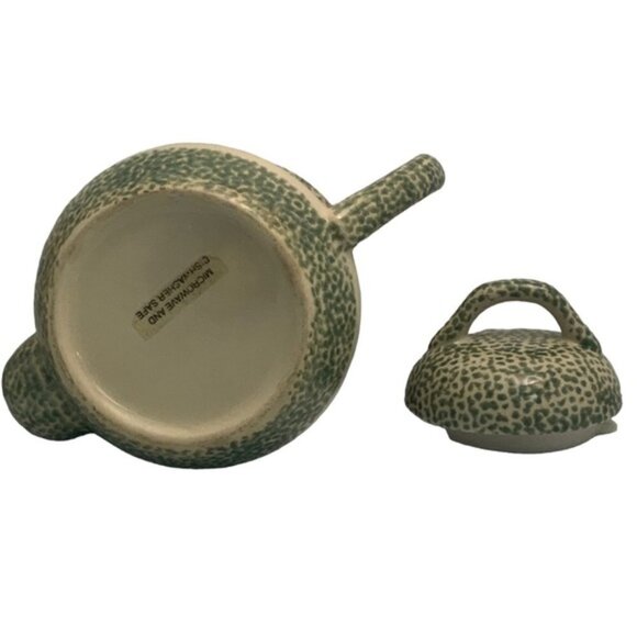 Vintage Teapot Stoneware Apple Motif Tender Hearts Treasures Primitive Farmhouse - Picture 10 of 16